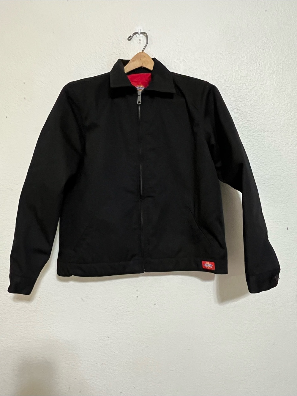 VTG Dickies Black Bomber Jacket with Red Interior Trim